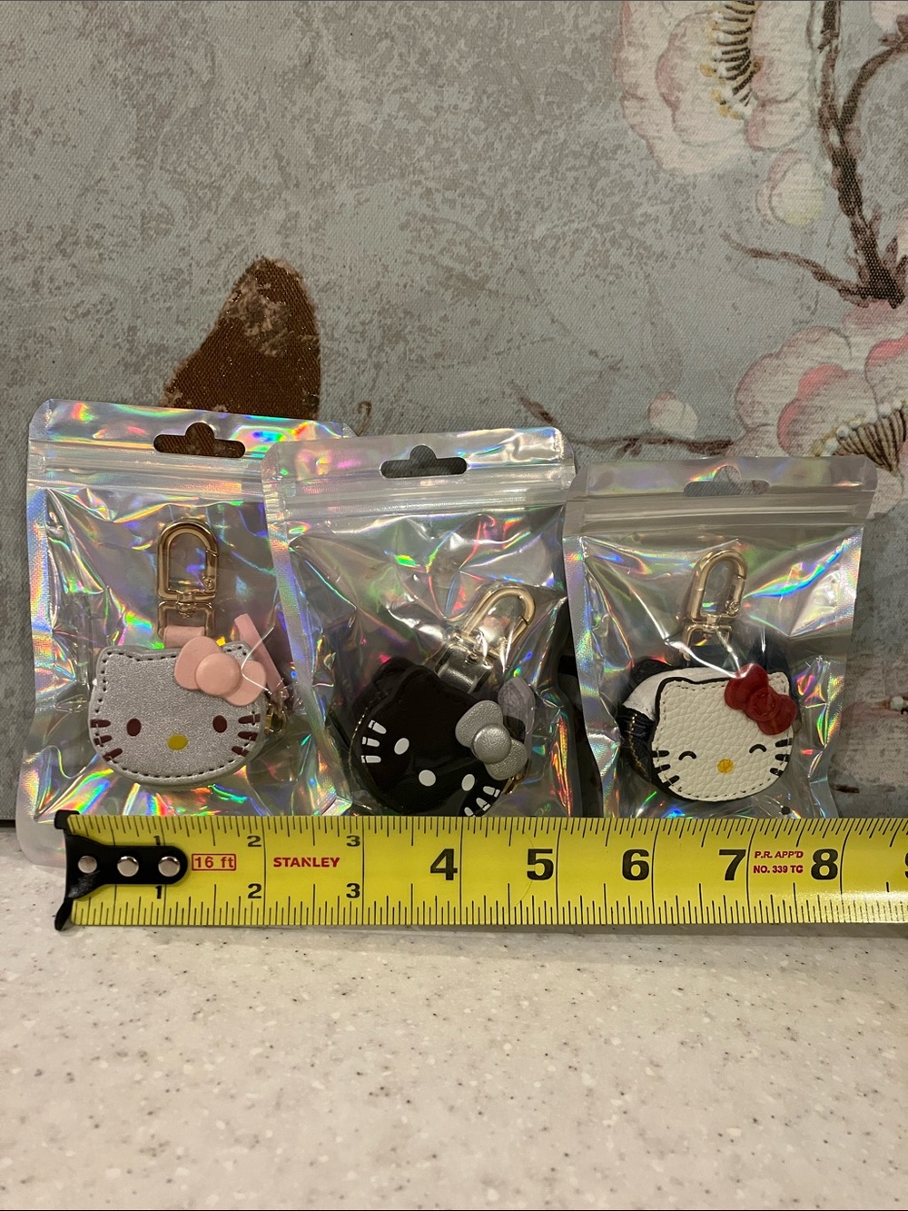 CHOOSE 1 Hello Kitty Keychain Bag Charm Zippered Pocket Silver, Black, White - Picture 2 of 5